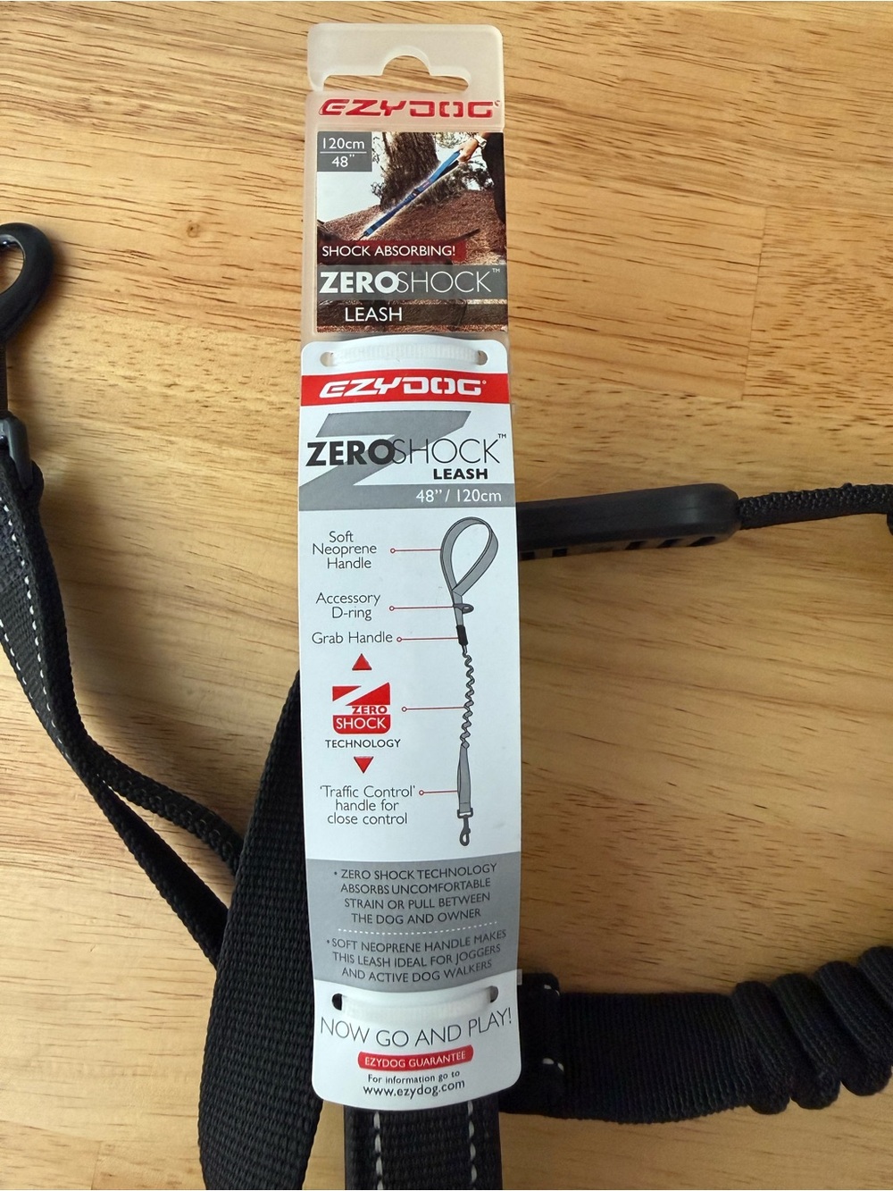 ZYDO ZeroShock 48" Black Shock-Absorbing Leash, NWT